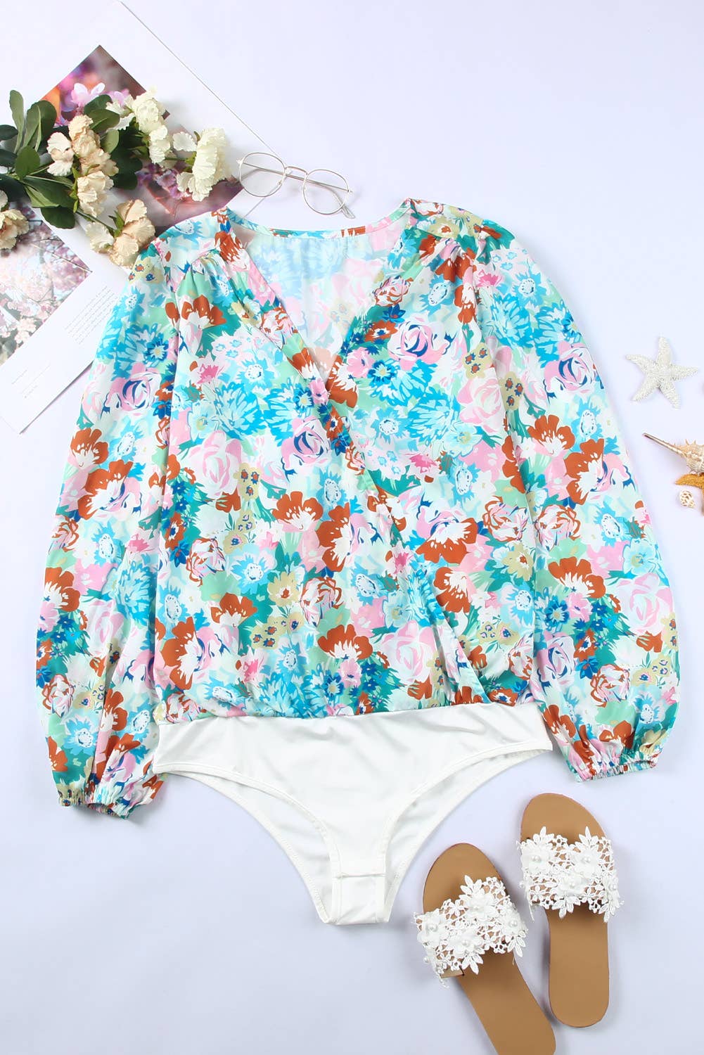 Floral Wrap Bodysuit
