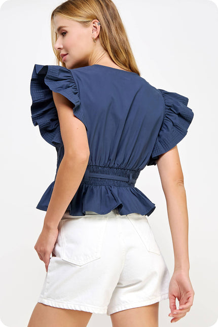 Navy Bloom Peplum
